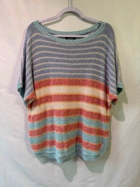 CHAPS Women's Multicolored Pastel Striped Knit Sweater